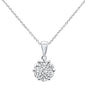 <span style="color:purple">SPECIAL!</span>.76cts 14k White gold Round Diamond Cluster Pendant Necklace 18" Long
