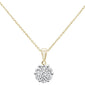 <span style="color:purple">SPECIAL!</span>.76cts 14k Yellow Gold Round Diamond Cluster Pendant Necklace 18" Long