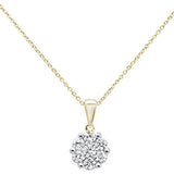 <span>DIAMOND CLOSEOUT! </span>.76cts 14k Yellow Gold Round Diamond Cluster Pendant Necklace 18" Long