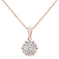<span style="color:purple">SPECIAL!</span>72ct 14k Rose Gold Round Diamond Cluster Pendant Necklace 18" Long