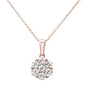 <span style="color:purple">SPECIAL!</span>1.03ct 14k Rose Gold Diamond Cluster Pendant Necklace 18" Long