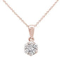 <span style="color:purple">SPECIAL!</span> .33ct 14k Rose Gold Round Diamond Pendant Necklace 18" Long