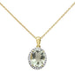 <span>GEMSTONE CLOSEOUT </span>! 2.59ct Oval Green Amethyst 10k Yellow Gold Diamond Pendant Necklace 18"