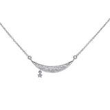 <span>DIAMOND CLOSEOUT! </span>.10ct 14kt White Gold Moon & Star Trendy Diamond Pendant Necklace 16"+2"