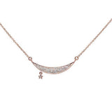 <span>DIAMOND CLOSEOUT! </span>.10ct 14kt Rose Gold Diamond Moon & Star Trendy Pendant Necklace 16"+2" Ext