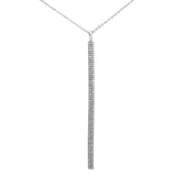 <span>DIAMOND CLOSEOUT! </span> .23ct 14kt White Gold Diamond Vertical Bar Drop Pendant Necklace 16"+2" Ext