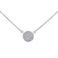 .11ct 14kt White Gold Diamond Micro Pave Disc Necklace 16"+2"