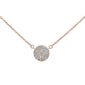 .10ct 14kt Rose Gold Diamond Micro Pave Disc Necklace 16"+2"