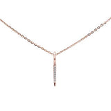 <span>DIAMOND CLOSEOUT! </span>.02ct 14kt Rose Gold Trendy Diamond Vertical Drop Pendant Necklace 16"+2"