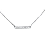 <span>DIAMOND CLOSEOUT! </span> .20ct 14kt White Gold Baguette Diamond Trendy Bar Pendant Necklace 16"+2"