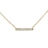 .18ct 14kt Yellow Gold Baguette Diamond Trendy Bar Pendant Necklace 16"+2"