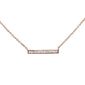 .18ct 14kt Rose Gold Baguette Diamond Trendy Bar Pendant Necklace 16"+2"