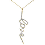 <span>DIAMOND CLOSEOUT! </span> .2ct 14kt Yellow Gold Diamond Heart "LOVE" Script Pendant Necklace 16"+2" Ext
