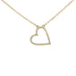 .11ct 14kt Yellow Gold Trendy Sideways Heart Diamond Pendant Necklace 16"+2