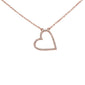 .11ct 14kt Rose Gold Trendy Sideways Heart Diamond Pendant Necklace 16"+2"