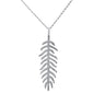 <span style="color:purple">SPECIAL!</span>.21ct 14kt White Gold Diamond Feather Pendant Necklace 16"+2" Ext
