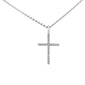 .05ct 14kt White Gold Diamond Cross Pendant Necklace 18" Long Chain