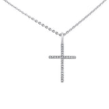 <span>DIAMOND CLOSEOUT! </span> .05ct 14kt White Gold Diamond Cross Pendant Necklace 18" Long Chain