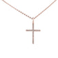 .08ct 14kt Rose Gold Diamond Cross Pendant Necklace 16"+2" Ext