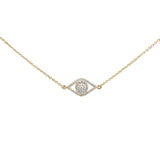 .11ct 14kt Yellow Gold Diamond Evil Eye Hamsa Pendant Necklace 16"+2" Ext