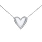 .07ct 14kt White Gold Heart Diamond Pendant Necklace 16"+2" Ext