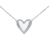 <span>DIAMOND CLOSEOUT! </span> .07ct 14kt White Gold Heart Diamond Pendant Necklace 16"+2" Ext