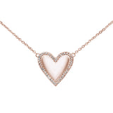 <span>DIAMOND CLOSEOUT! </span> .09ct 14kt Rose Gold Diamond Heart Pendant Necklace 16"+2" Ext
