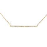 .06ct 14kt Yellow Gold Trendy Diamond Bar Pendant Necklace 16"+2" Ext