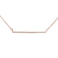.07ct 14kt Rose Gold Trendy Diamond Bar Pendant Necklace 16"+2" Ext