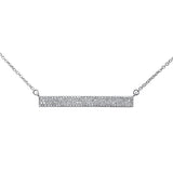 <span>DIAMOND CLOSEOUT! </span> .28ct 14kt White Gold Diamond MicroPave Trendy Bar Pendant Necklace 16"+2"