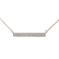 <span style="color:purple">SPECIAL!</span>.28ct 14kt Rose Gold Diamond MicroPave Trendy Bar Pendant Necklace 16"+2"