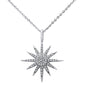 .11ct 14kt White Gold Trendy Starburst Pendant Necklace 16"+2" Ext