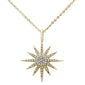 .11ct 14kt Yellow Gold Trendy Starburst Pendant Necklace 16"+2" Ext