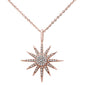 .12ct 14kt Rose Gold Diamond Trendy Starburst Pendant Necklace 16"+2" Ext