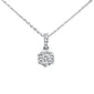 .32ct 14kt White Gold Cluster Diamond Pendant Necklace 16"+2" Ext