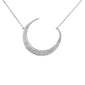 <span style="color:purple">SPECIAL!</span>.35ct 14kt White Gold Crescent Moon Diamond Pendant Necklace 16"+2" Ext