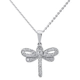 .33ct 14kt White Gold Dragonfly Diamond Pendant Necklace 16"+2" Ext