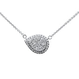 .25ct 14k White Gold Diamond Pear Shaped Pendant Necklace 18"
