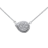 .25ct 14k White Gold Diamond Pear Shaped Pendant Necklace 18"