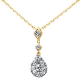 <span style="color:purple">SPECIAL!</span> .40ct 14k Yellow Gold Diamond Pear Shaped Drop Pendant Necklace 18"