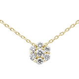 <span>DIAMOND CLOSEOUT! </span>.15ct 14K Yellow Gold Diamond Cluster Pendant Necklace 18"