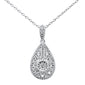 <span style="color:purple">SPECIAL!</span> .12ct 14k White Gold Diamond Antique Style Pear Tear drop Necklace 18"