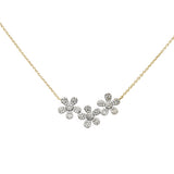 .29ct 14k Yellow Gold Diamond Three Flower Pendant Necklace 16"+ 2" Ext