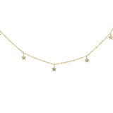 <span>DIAMOND CLOSEOUT! </span> .10ct 14K Yellow Gold Diamond Dangling Stars Necklace 16" + 2" Ext