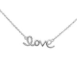 <span>DIAMOND CLOSEOUT! </span>.06ct 14K White Gold Heart Diamond "Love" Script Pendant Necklace 16" + 2" Ext.