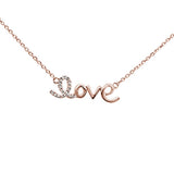 .06ct 14K Rose Gold Heart Diamond "Love" Script Pendant Necklace 16" + 2" Ext.