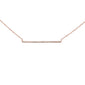 .07ct 14K Rose Gold Diamond Line Bar Necklace 16" + 2" Ext