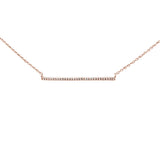 <span>DIAMOND CLOSEOUT! </span>.07ct 14K Rose Gold Diamond Line Bar Necklace 16" + 2" Ext