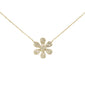 <span style="color:purple">SPECIAL!</span> .27ct 14K Yellow Gold Diamond Flower Pendant Necklace 16" + 2" Ext