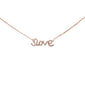<span>DIAMOND  CLOSEOUT! </span>.09ct 14K Rose Gold Diamond Heart "Love" Script Pendant Necklace 18" Adjustable Chain